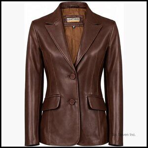 Genuine Lambskin Leather Blazer Jacket Tailored Fit